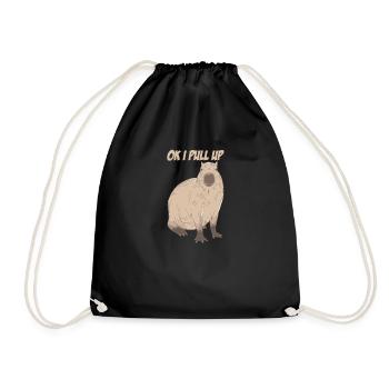 Cute Ok I Pull Up Capybara Funny Capybara Lover - Drawstring Bag - black - Front