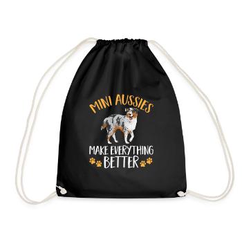 Miniature Australian Shepherd - Drawstring Bag - black - Front