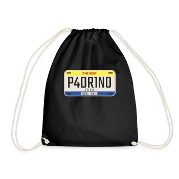 Mexican Godfather Car Plate Best Padrino De Boda - Drawstring Bag - black - Front