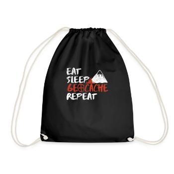Eat Sleep Geocache Repeat Geocaching Outdoor - Drawstring Bag - black - Front