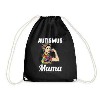 Autismus Mama Mutter Autist Autisten - Turnbeutel - Schwarz - Vorne