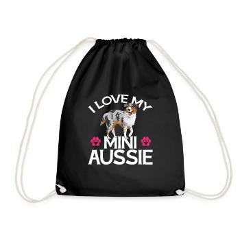 Miniature Australian Shepherd - Drawstring Bag - black - Front