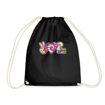 Tie-dye Peace Love Second 2nd Grade Cute School - Drawstring Bag - black - Front