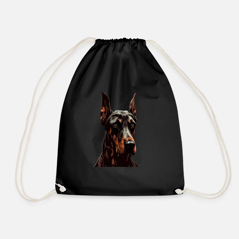 Doberman Dobermans Dog Dogs Puppy Doberman - Drawstring Bag - black