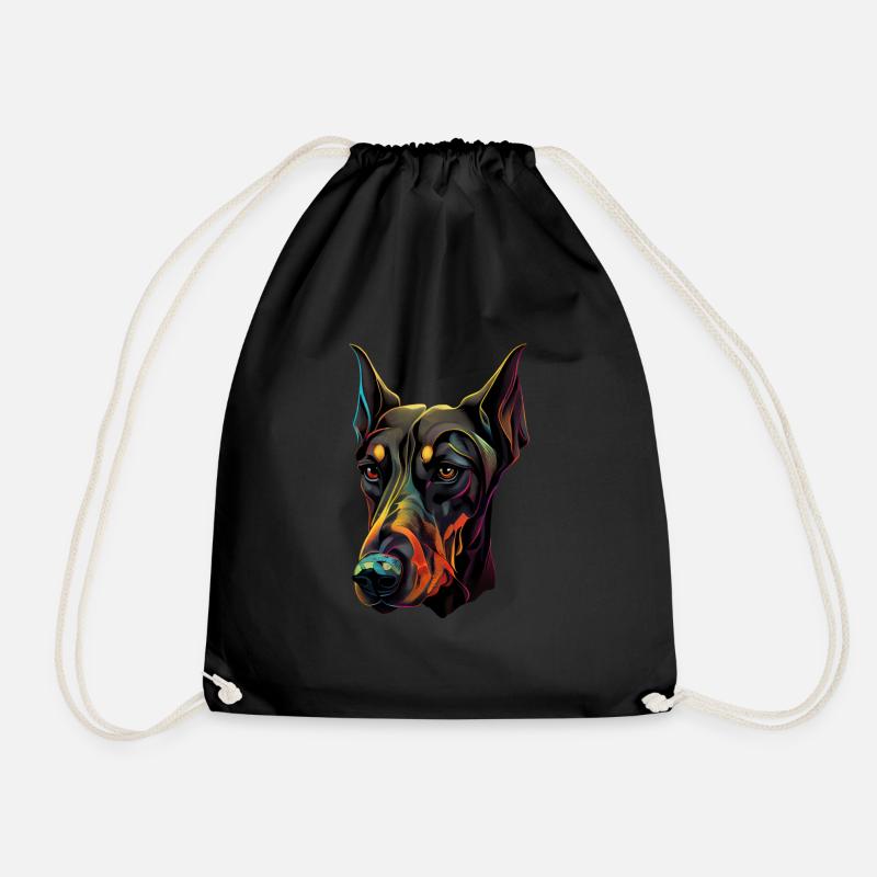 Doberman Dobermans Dog Dogs Puppy Doberman - Drawstring Bag - black
