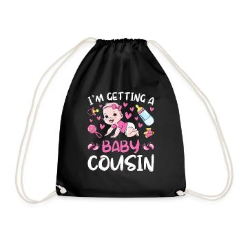 I'm Getting A Baby Cousin Baby Team Gender Reveal - Drawstring Bag - black - Front