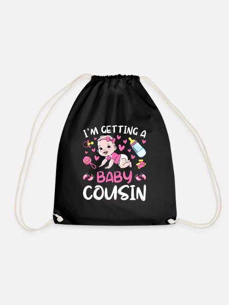I'm Getting A Baby Cousin Baby Team Gender Reveal - Drawstring Bag - black