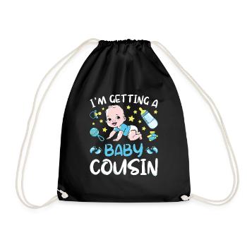 I'm Getting A Baby Cousin Baby Team Gender Reveal - Drawstring Bag - black - Front