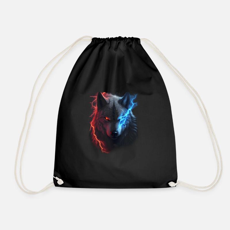 Roter und blauer Blitzwolf - Turnbeutel - Schwarz