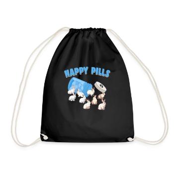 Happy Pills Rabbit Breed Funny Flemish Giant Bunny - Drawstring Bag - black - Front