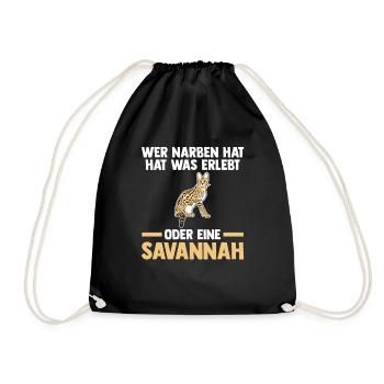Savannah Katze - Turnbeutel - Schwarz - Vorne