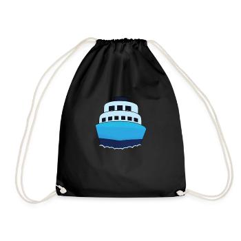 Cruise Ship Design Blue Minimalist - Drawstring Bag - black - Front