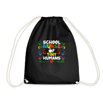 Schulkrankenschwester von Tiny Humans Kindergarten - Turnbeutel - Schwarz - Vorne