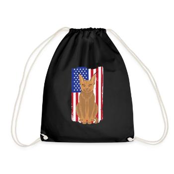 Große Floppa Karakal Katze Meme USA Flagge patriot - Turnbeutel - Schwarz - Vorne