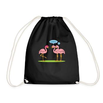 Flamingo Witz - Turnbeutel - Schwarz - Vorne