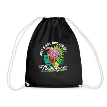 Flamingo Mädchen - Turnbeutel - Schwarz - Vorne