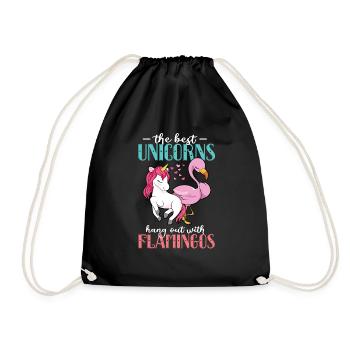 Flamingo Einhorn - Turnbeutel - Schwarz - Vorne