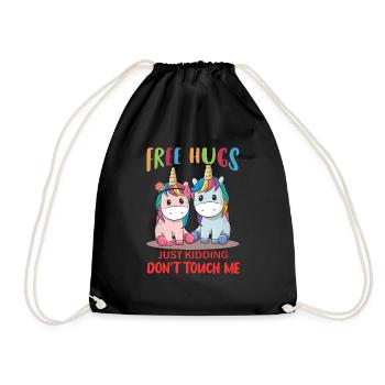 Pas de câlins gratuits Drôles de dictons ironiques Licornes - Sac de sport léger - noir - Devant