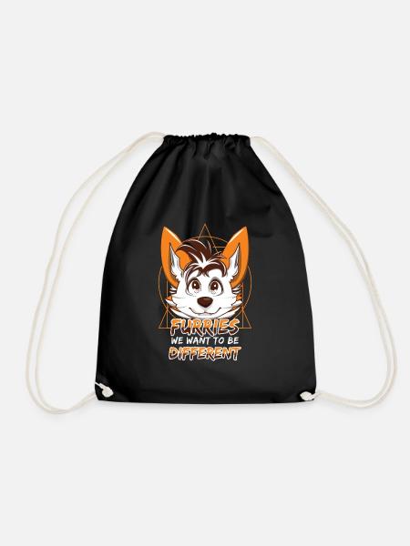 We Different Proud Furry Tail Ear Furry Person - Drawstring Bag - black
