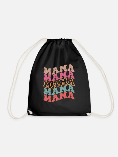 Groovy mama retro vintage new mom - mothers day - Drawstring Bag - black