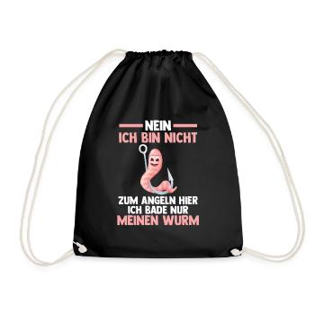 Angeln Fischer Fischen Angel Angler - Turnbeutel - Schwarz - Vorne