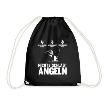 Angeln Fischer Fischen Angel Angler - Turnbeutel - Schwarz - Vorne