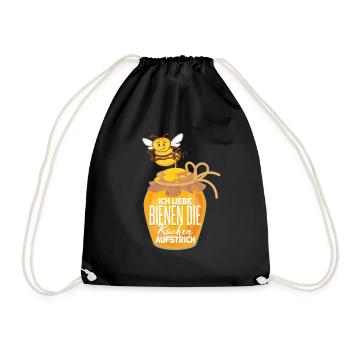 Ich liebe Bienen die kacken Aufstrich - Turnbeutel - Schwarz - Vorne
