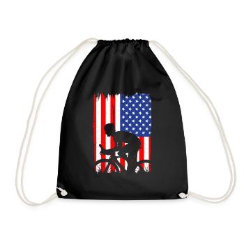 Cycling Usa Flag Bike Lovers Cyclists - Drawstring Bag - black - Front