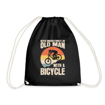 Vieil homme avec un amateur de vélo - Sac de sport léger - noir - Devant