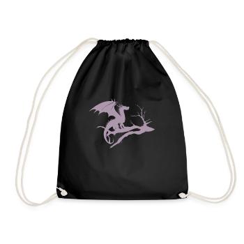 Dragon Design Silhouette Dead Tree - Drawstring Bag - black - Front
