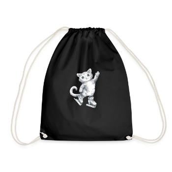 Dessin de chat sur patins - Sac de sport léger - noir - Devant