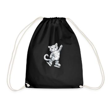 Dessin de chat sur patins - Sac de sport léger - noir - Devant