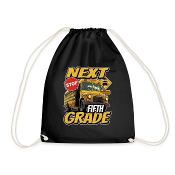 Next station of the fifth 5th grade back in - Drawstring Bag - black - Front