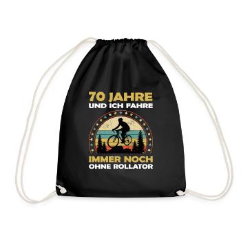 Fahrrad Radfahrer 70 Jahre alt zum Geburtstag - Turnbeutel - Schwarz - Vorne