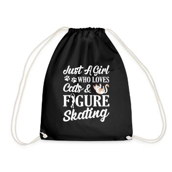 Just A Girl Who Loves Cats & Figure Skating Ice Sk - Drawstring Bag - black - Front