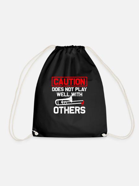 trombone, trombonist, wind orchestra, brass band - Drawstring Bag - black