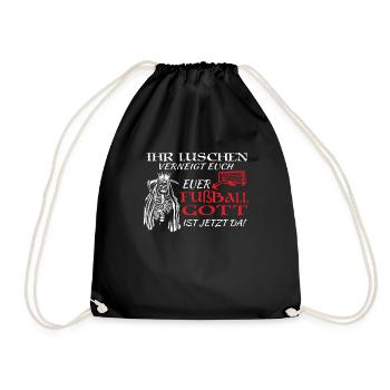 Fußballzubehör Geschenkidee Fußballfan - Turnbeutel - Schwarz - Vorne