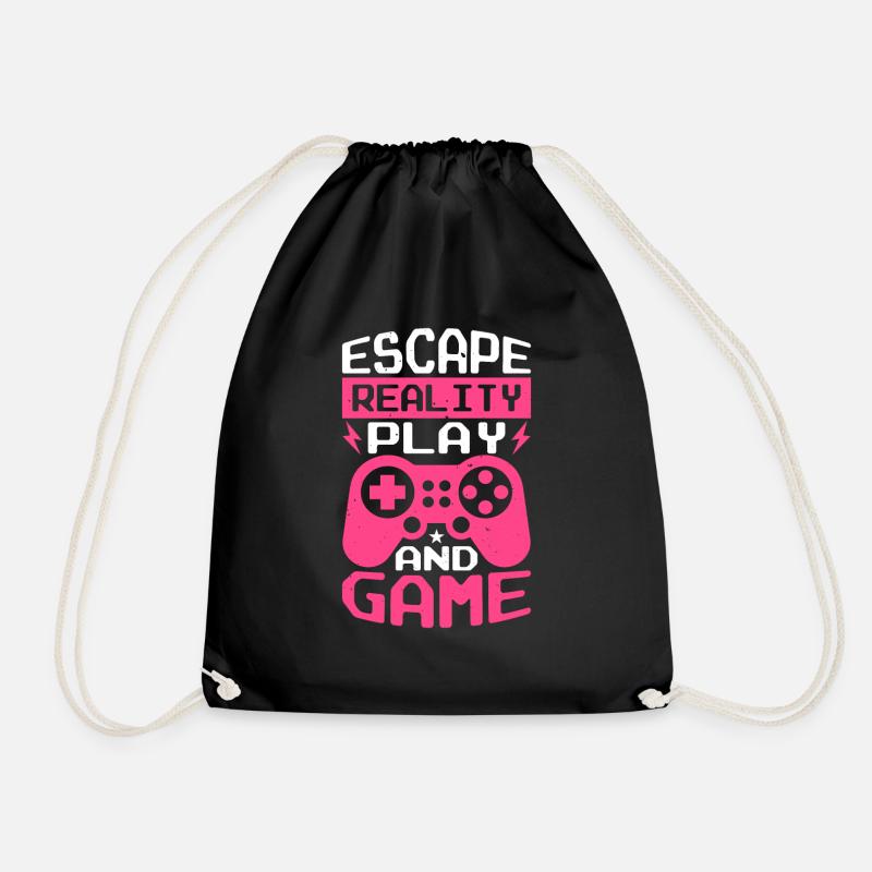 Escape reality and play game - Turnbeutel - Schwarz