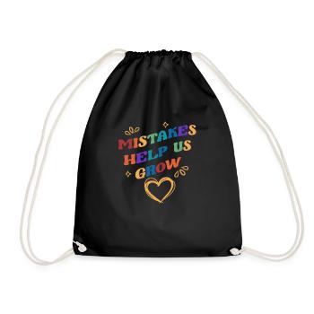 Mistakes Help Us Grow Funny Growth Mindset - Drawstring Bag - black - Front