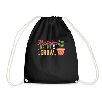 Mistakes Help Us Grow Funny Growth Mindset - Drawstring Bag - black - Front