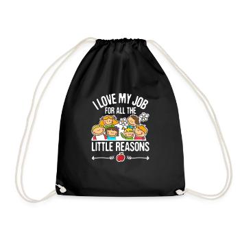 I love my job for all the little reasons - Drawstring Bag - black - Front