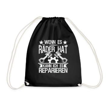 Wenn Es Räder Hat Kann Ich Es Reparieren - Turnbeutel - Schwarz - Vorne