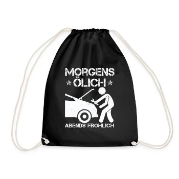 Morgens Ölich Abends Fröhlich | KFZ Mechaniker - Turnbeutel - Schwarz - Vorne
