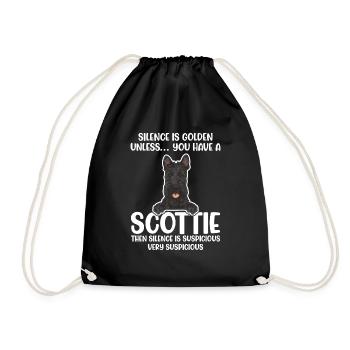 Scottish Terrier Scottie Dog - Drawstring Bag - black - Front