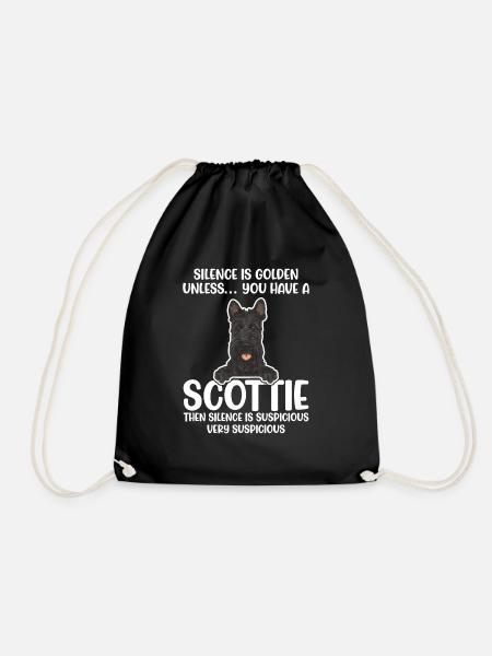 Scottish Terrier Scottie Dog - Drawstring Bag - black