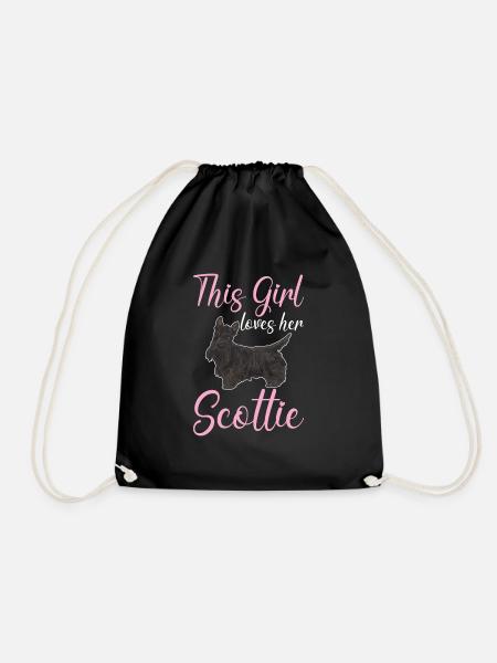 Scottish Terrier Scottie Dog - Drawstring Bag - black