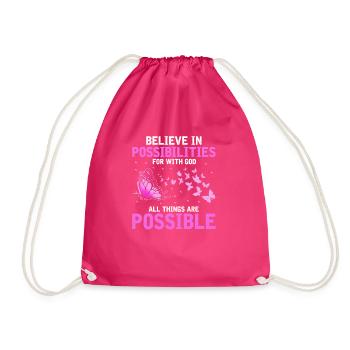 Inspiring Fighting Prayer Christians Uplifting - Drawstring Bag - fuchsia - Front