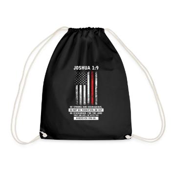 Inspiring USA Flag Joshua Christians Firefighters - Drawstring Bag - black - Front