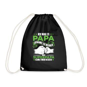 Papa Superpapa Sprüche - Turnbeutel - Schwarz - Vorne
