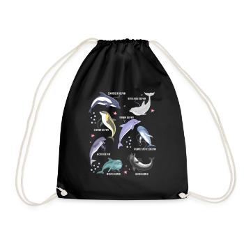 Inspirational Environmentalism Dolphin - Drawstring Bag - black - Front